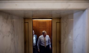 Rep. Jim Jordan boards an elevator in the U.S. Capitol following a House Republican conference meeting on October 12 in Washington