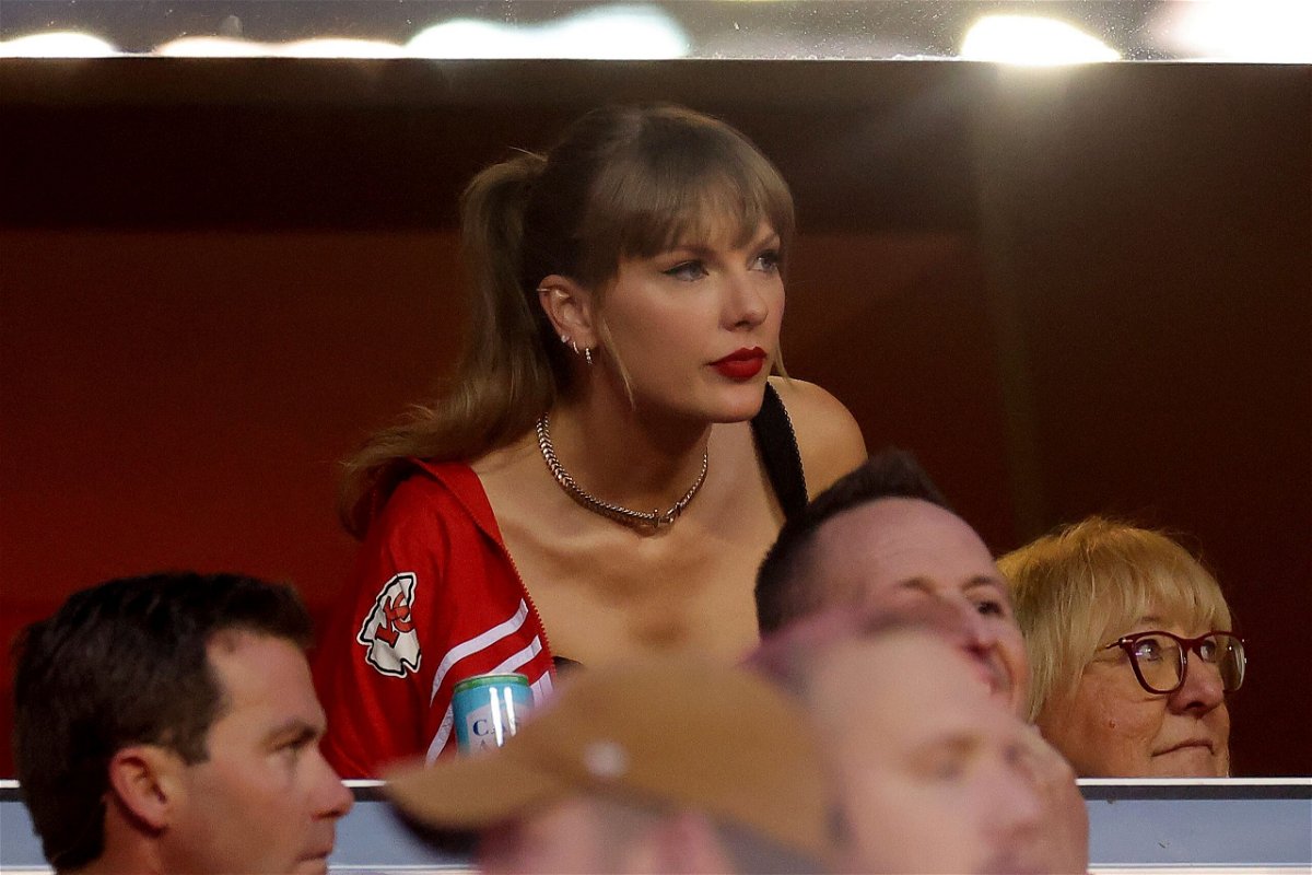 <i>Jamie Squire/Getty Images</i><br/>Taylor Swift at Thursday's NFL game at  Arrowhead Stadium in Kansas City.