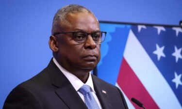 US Defence Secretary Lloyd Austin gives a press conference during the NATO Council Defence Ministers Session at the NATO headquarters in Brussels on October 12.