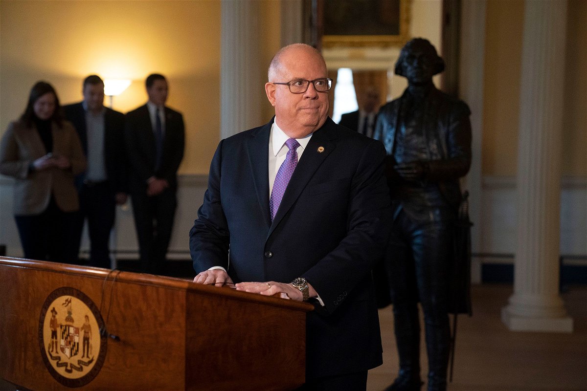 <i>Michael Robinson Chávez/The Washington Post/Getty Images/File</i><br/>Maryland Gov. Larry Hogan seen in Annapolis on January 10