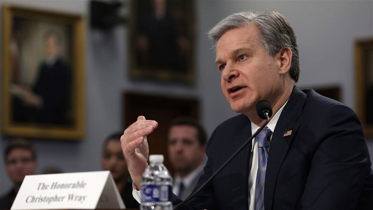 <i>Alex Wong/Getty Images</i><br/>FBI Director Christopher Wray said on October 15 that the agency has seen an increase in reported threats in the US amid the Israel-Hamas war.
