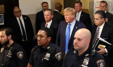 Former President Donald Trump is pictured here at a Manhattan courthouse in New York City on October 2.