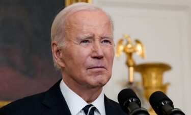 President Joe Biden speaks about the conflict in Israel at the White House on October 7.