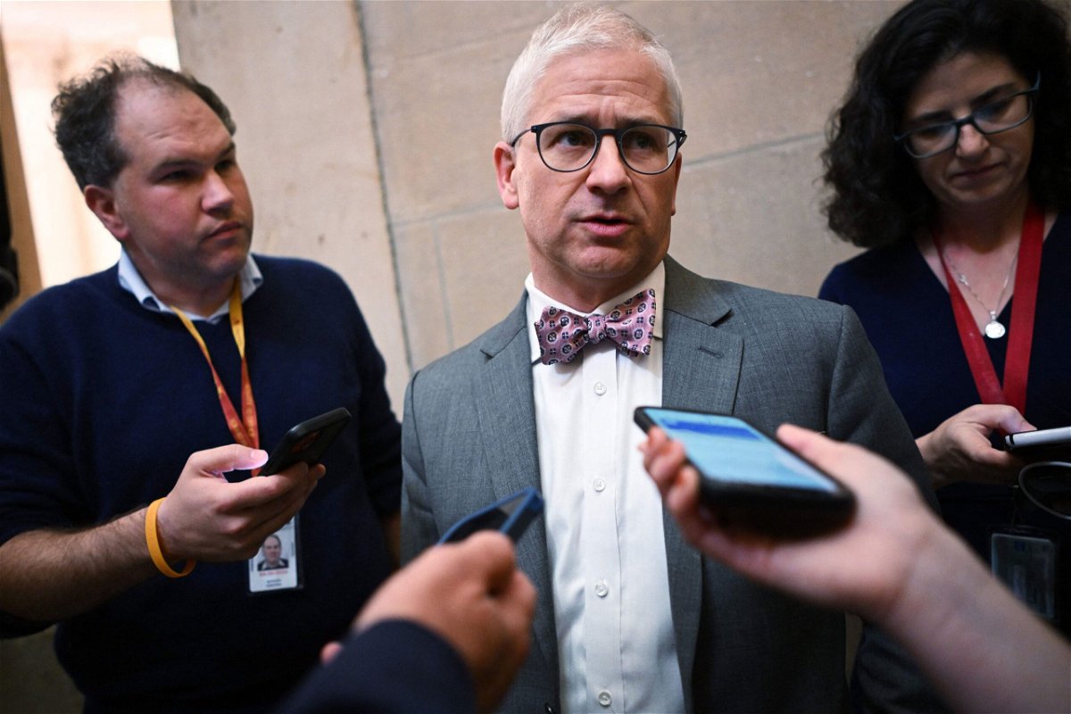 <i>Mandel Ngan/AFP/Getty Images</i><br/>Rep. Patrick McHenry speaks to members of the media at the US Capitol on October 3. The congressman temporarily leading the House of Representatives as interim speaker is a top ally of Kevin McCarthy