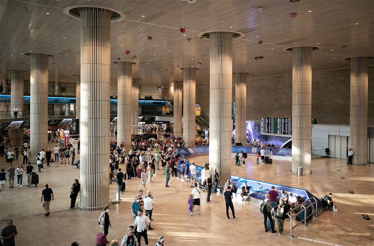 <i>Xinhua/Shutterstock</i><br/>Travelers are seen at Ben Gurion International Airport near Tel Aviv