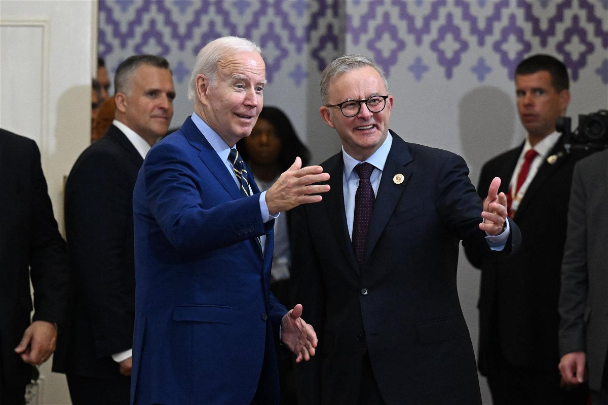 <i>Mick Tsikas/AAP/Reuters</i><br/>United States President Joe Biden and Australia's Prime Minister Anthony Albanese are seen here in Phnom Penh in Cambodia