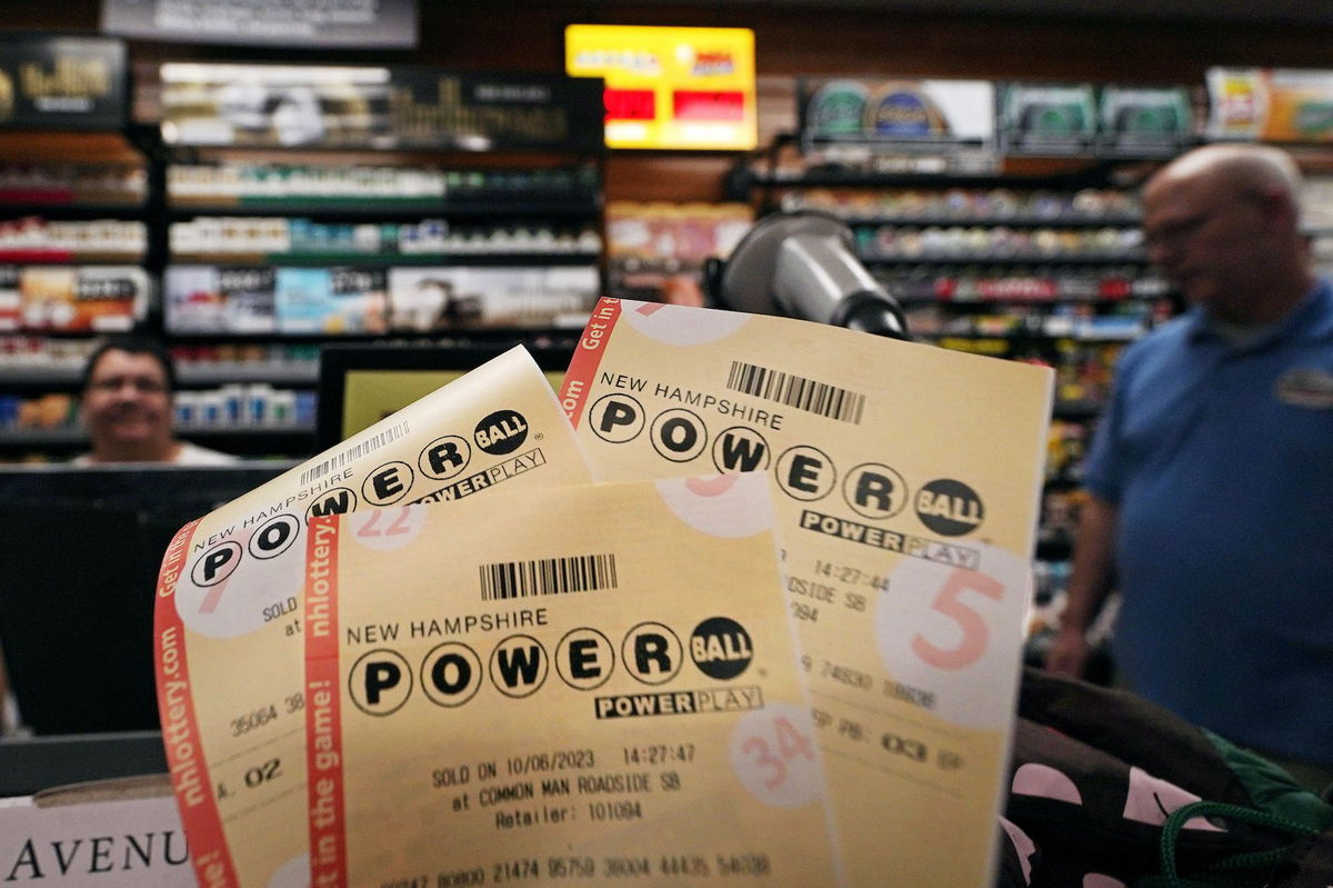 <i>Charles Krupa/AP</i><br/>The third largest Powerball jackpot is up for grabs Monday night.