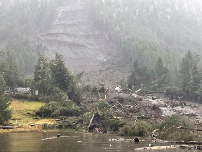 The aftermath of a landslide in Wrangell, Alaska on Tuesday, Nov. 21