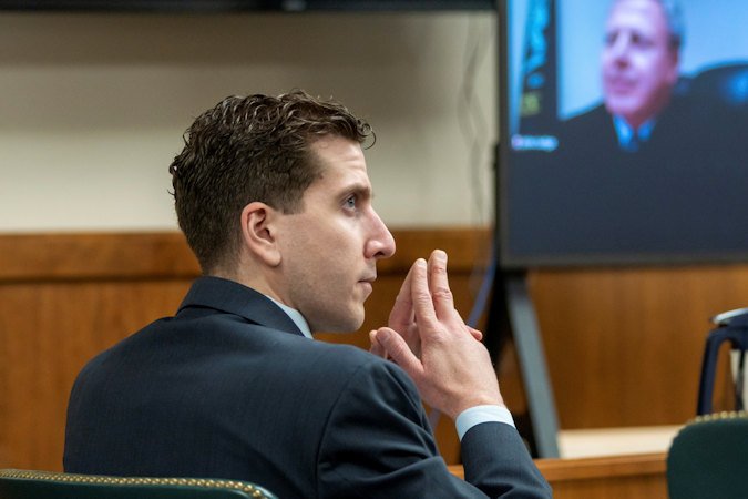 Bryan Kohberger listens to arguments during a hearing in Moscow, Idaho, on Thursday, Oct. 26, 2023