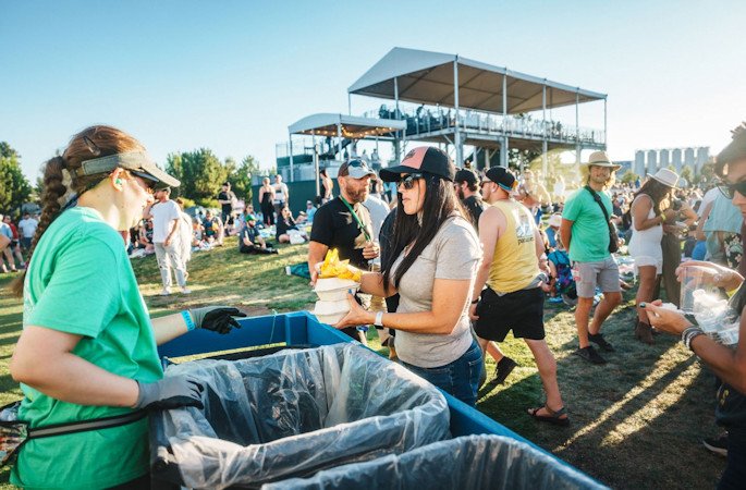 Concertgoers recycle at Stick Figure concert at Hayden Homes Amphitheater