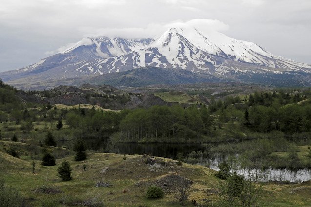Mount St. Helens is seen from the Hummocks Trail, on May 18, 2020, in Washington state