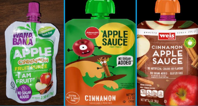 Three brands of cinnamon applesauce pouches were recalled due to extremely high lead levels