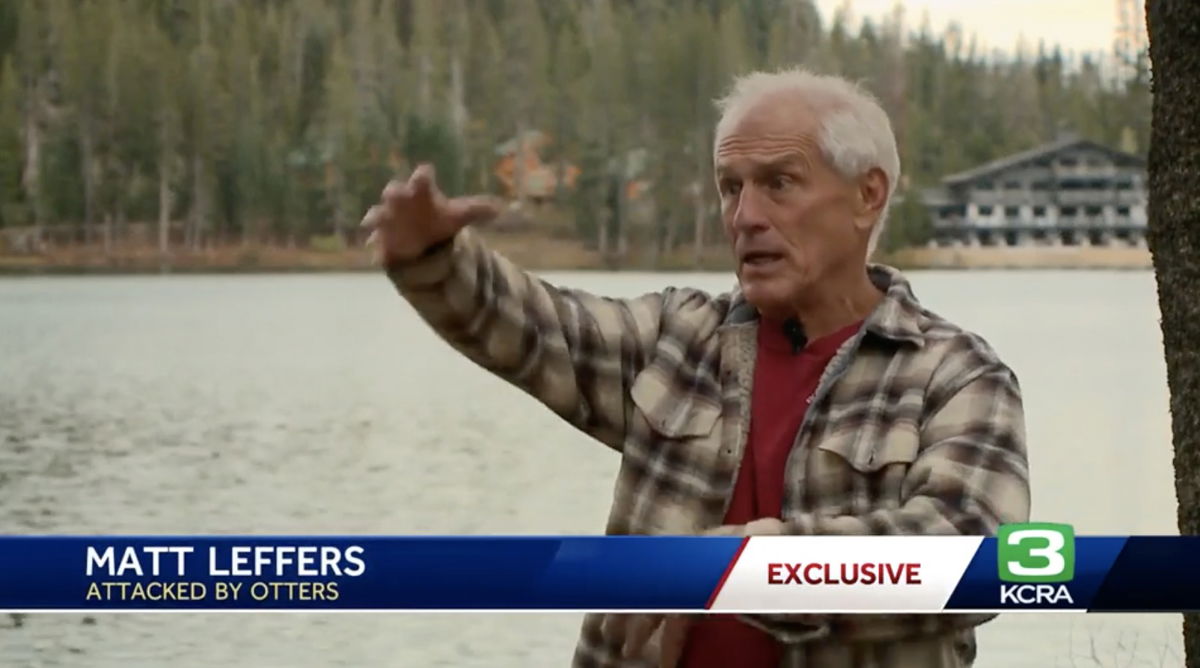 <i>KCRA</i><br/>Matt Leffers said he was attacked by otters at Serene Lakes in Placer County
