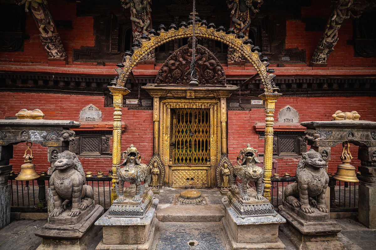 <i>Pranab Joshi/Courtesy Itumbaha</i><br/>Bronze bells dangle from the ceiling