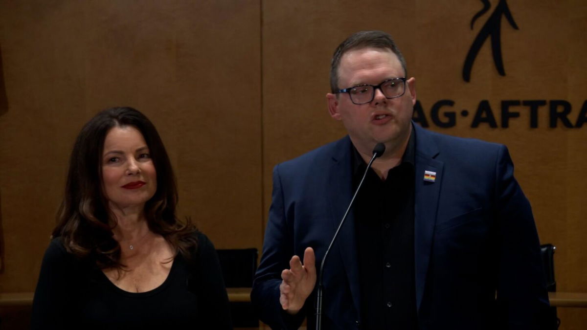 <i>CNN</i><br/>SAG-AFTRA National Executive Director and Chief Negotiator Duncan Crabtree Ireland speaks during a presser on November 10