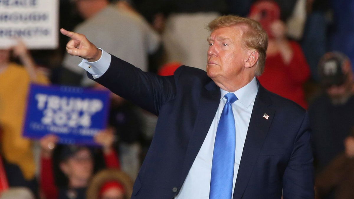 <i>Reba Saldanha/AP</i><br/>Former President Donald Trump leaves the stage at a campaign rally Saturday