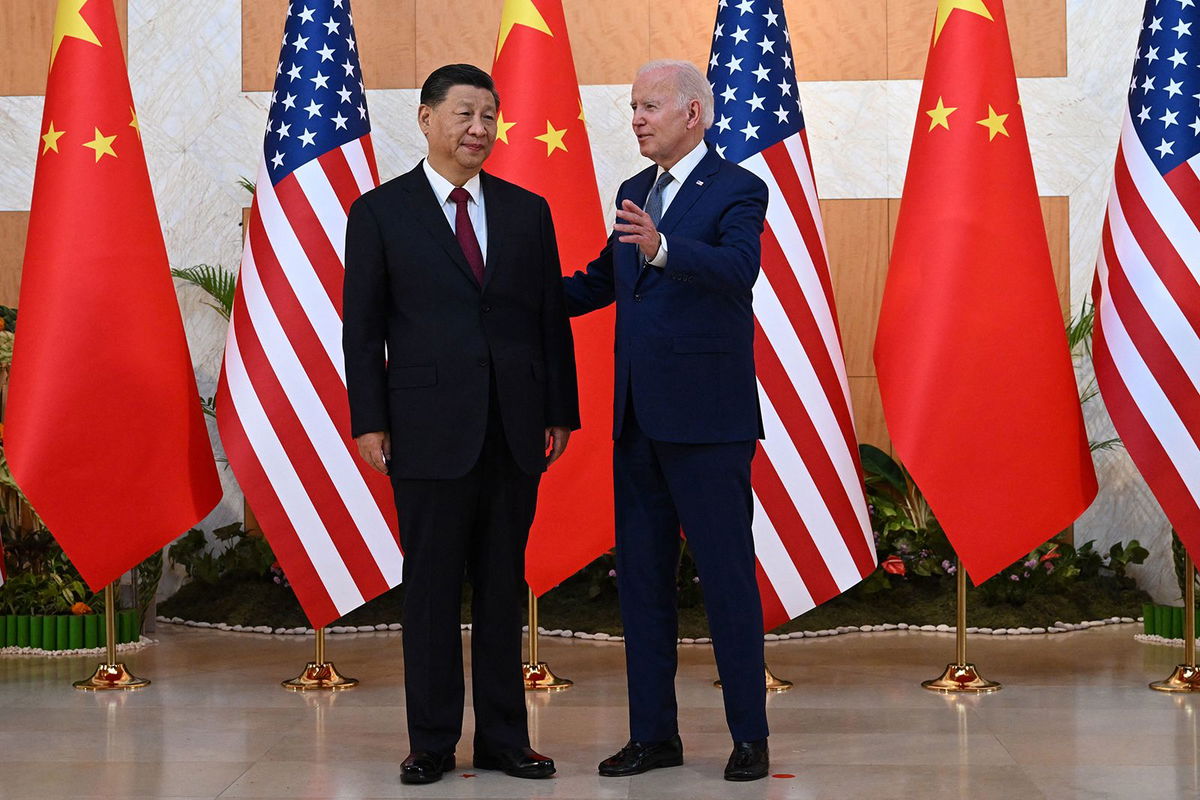 <i>Saul Loeb/AFP/Getty Images</i><br/>US President Joe Biden (R) and Chinese President Xi Jinping hold a meeting on the sidelines of the G20 Summit in Nusa Dua on the Indonesian resort island of Bali