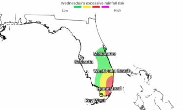 A moderate risk of excessive rainfall is in place for portions of Florida on November 15.