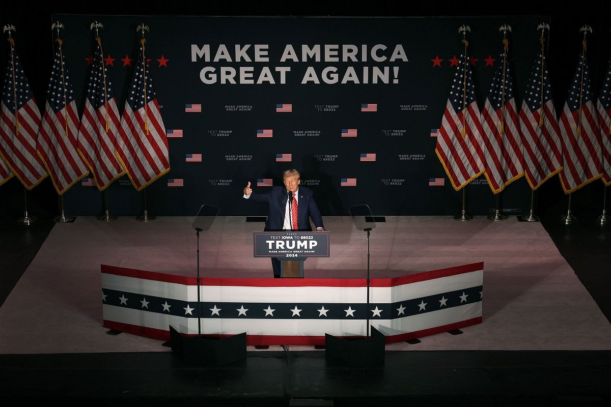 <i>Scott Olson/Getty Images</i><br/>Former President Donald Trump seen in Iowa