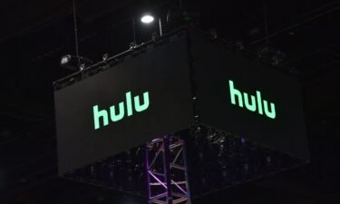 The HULU logo is seen inside the convention center during San Diego Comic-Con International in San Diego