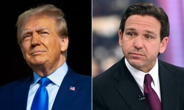 Former President Donald Trump and Florida Gov. Ron DeSantis are pictured in a split image.