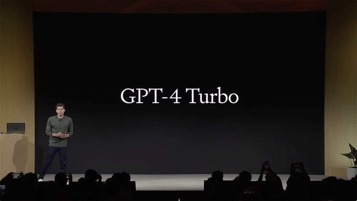 <i>From OpenAI</i><br/>OpenAI CEO's Samuel Altman introducing GPT-4 Turbo during the opening keynote of OpenAI DevDay
