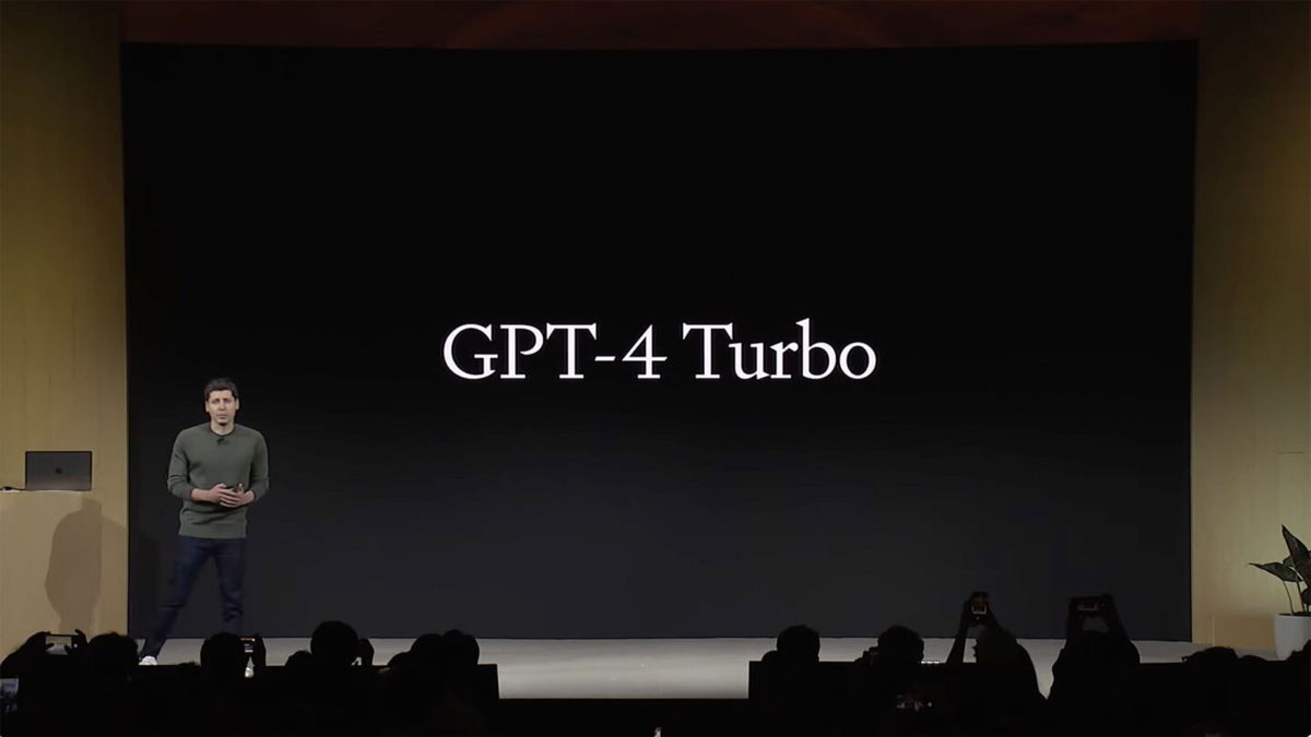 <i>From OpenAI</i><br/>OpenAI CEO's Samuel Altman introducing GPT-4 Turbo during the opening keynote of OpenAI DevDay