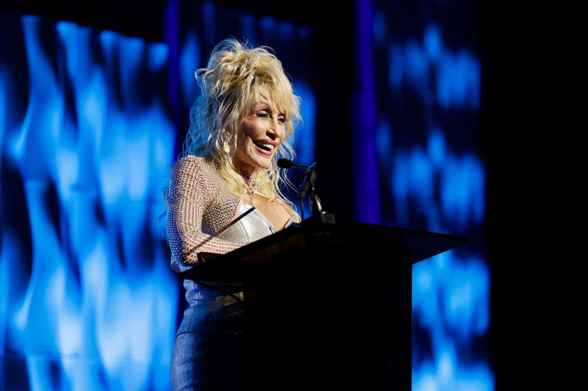 <i>Jason Kempin/Getty Images</i><br/>Dolly Parton speaks at the Nashville Songwriters Hall of Fame Gala earlier this month in Nashville.