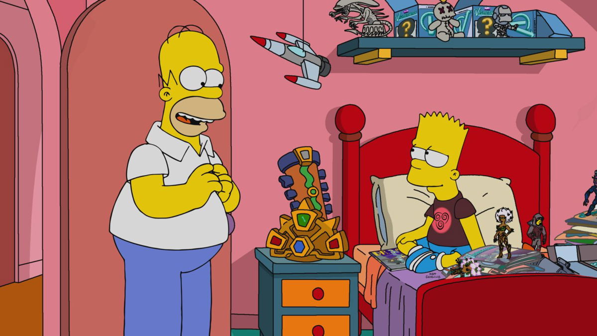 <i>Disney+</i><br/>Homer and Bart Simpson sharing an unusually calm scene from 