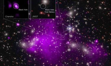 Astronomers found the most distant black hole ever detected in X-rays using the Chandra and Webb space telescopes. The Abell 2744 galaxy cluster dominates this image