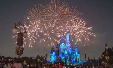 A light show is staged on the Enchanted Storybook Castle at Shanghai Disney Resort to celebrate Halloween on October 31 in Shanghai