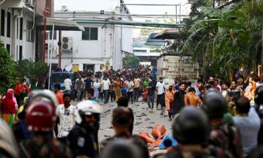 Garment workers clash with police personnel during a rally in Gazipur on November 9.