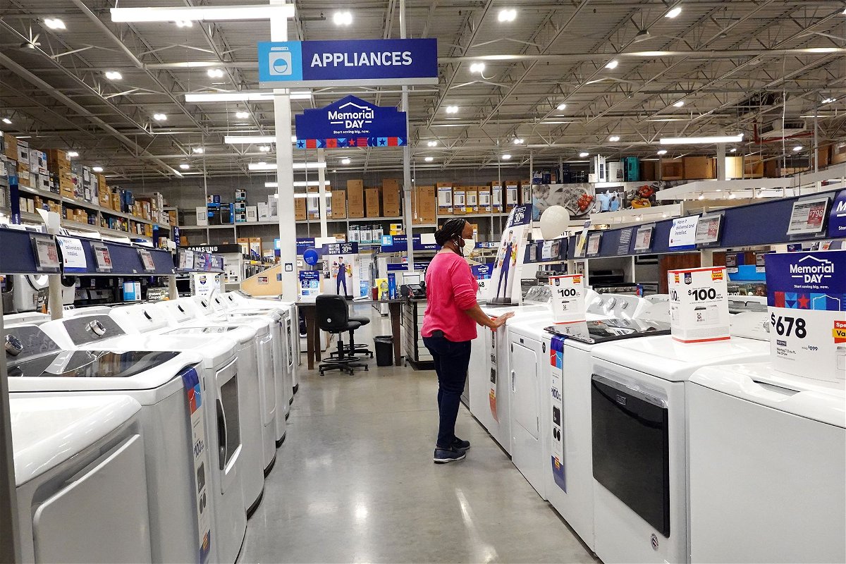 <i>Scott Olson/Getty Images</i><br/>Customers shop at a Lowe's store on May 23