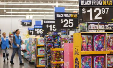 Barbie dolls are displayed for sale ahead of Black Friday at a Walmart Supercenter on November 14