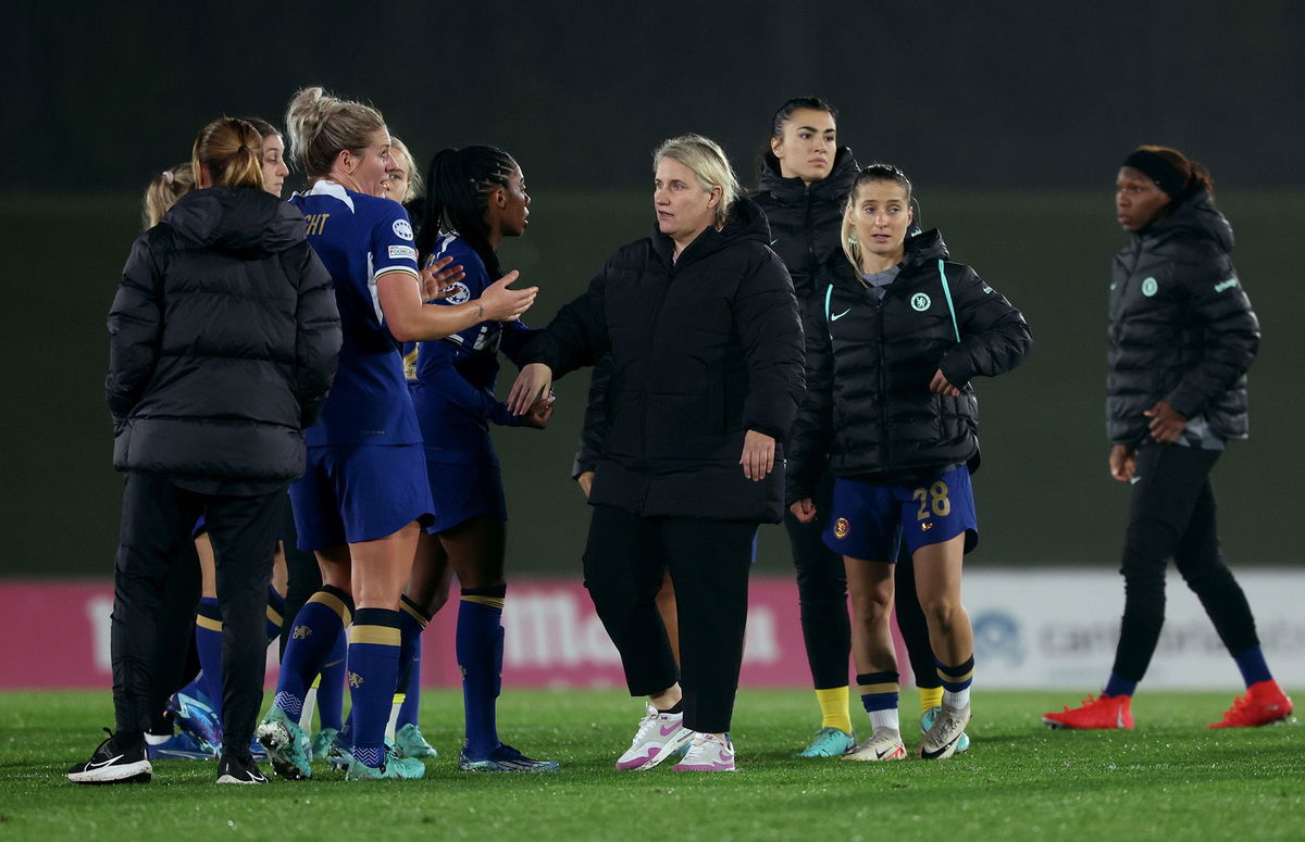 <i>Isabel Infantes/PA Images/Getty Images</i><br/>Chelsea players and staff looked confused by the decisions in the second half.