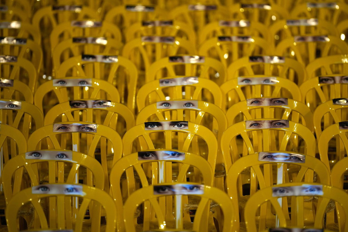 <i>Christopher Furlong/Getty Images</i><br/>Images of people's eyes adorn chairs