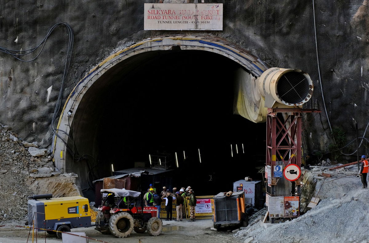 <i>AFP/Getty Images</i><br/>Rescuers had drilled around one-third of the way to the trapped workers on November 17.