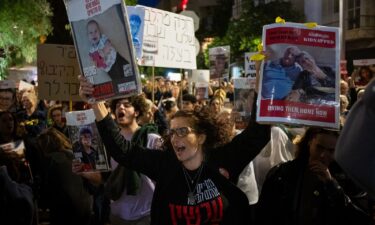 Parents and relatives of children kidnapped on October 7 hold a demonstration in Tel Aviv.