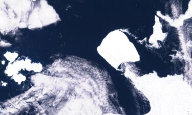 A satellite image of the world's largest iceberg