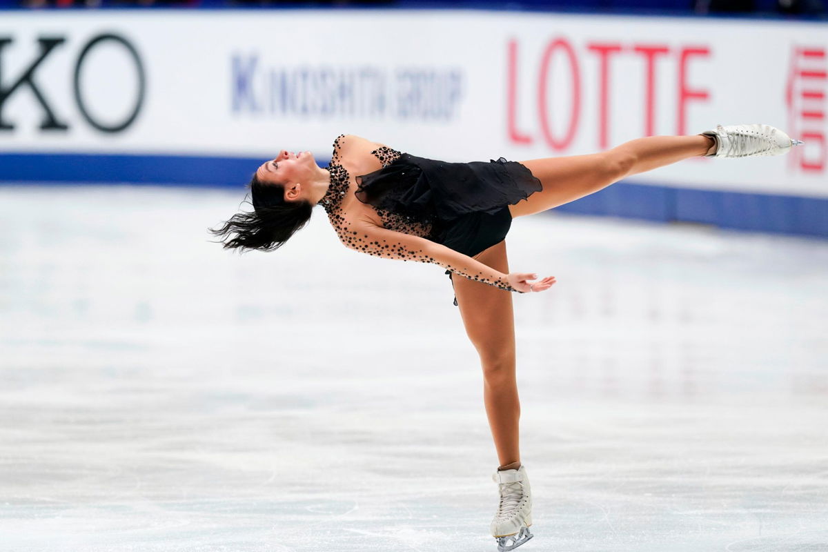 <i>Toru Hanai/International Skating Union/Getty Images</i><br/>Ava Marie Ziegler of the United States reacts to her score.