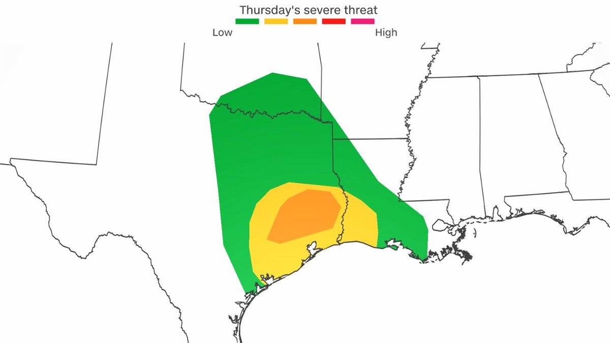 <i>CNN Weather</i><br/>There is an enhanced risk for severe thunderstorms on Thursday