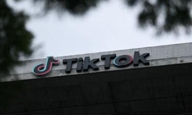 The TikTok logo is displayed on signage outside TikTok social media app company offices in Culver City