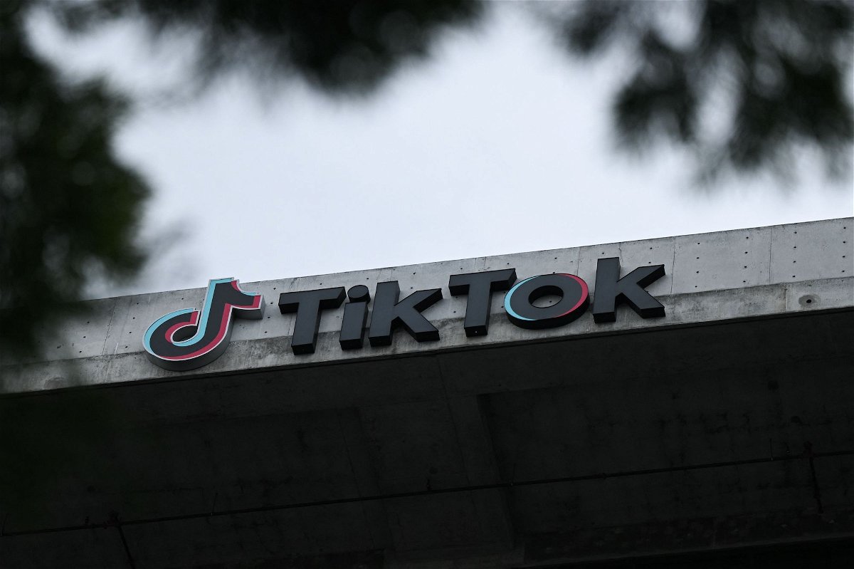 <i>Patrick T. Fallon/AFP/Getty Images</i><br/>The TikTok logo is displayed on signage outside TikTok social media app company offices in Culver City