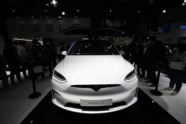 A Tesla Model X vehicle on display during the 5th China International Import Expo in Shanghai, China, on November 5, 2022.