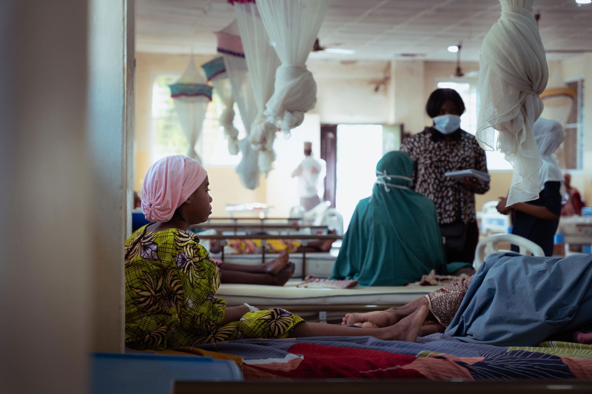 <i>Georg Gassauer/Medecin San Frontieres</i><br/>A vial of diphtheria anti-toxin is prepared by a doctor at the treatment center in Kano