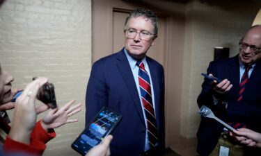 Senate Majority Leader Chuck Schumer accused Kentucky Rep. Thomas Massie of antisemitism on December 5. Massie is seen here on October 20 in Washington