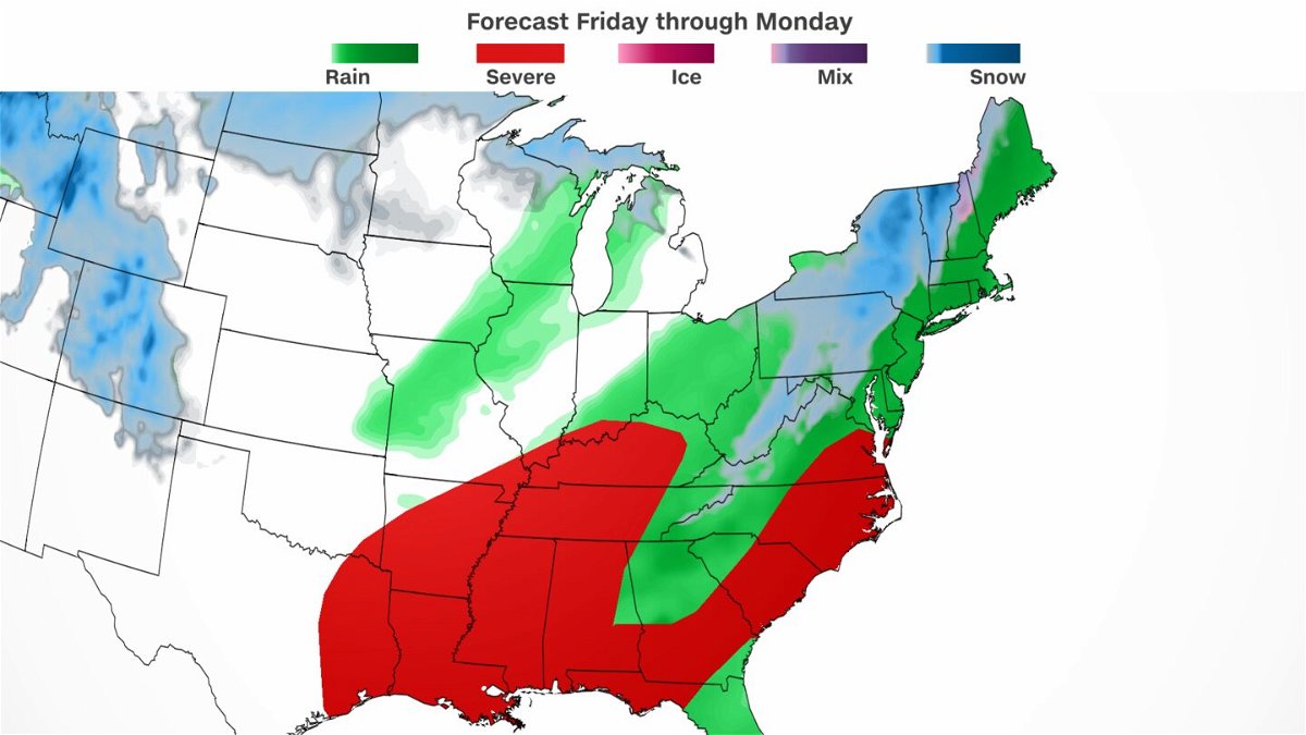 <i>CNN Weather</i><br/>A storm will track across the eastern US this weekend