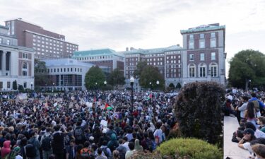 Students protest at Columbia University in New York City on October 12.