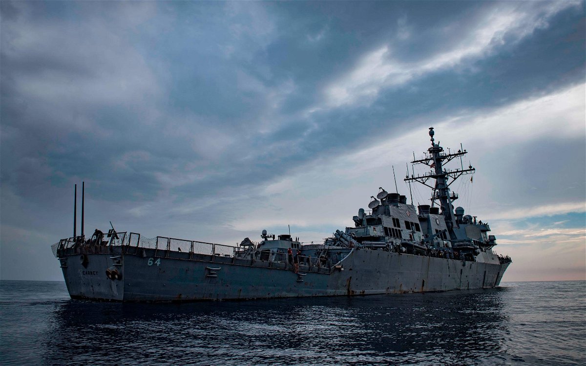 <i>Ryan U. Kledzik/US Navy/AP</i><br/>The USS Carney shot down two Houthi drones headed in the ship’s direction in the southern Red Sea on December 3 and responded to a distress call from a civilian commercial vessel that was fired upon by a ballistic missile