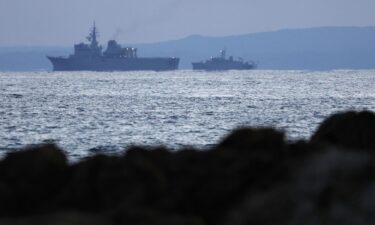 A Japan Maritime Self-Defense Force vessel conducts a search on December 4